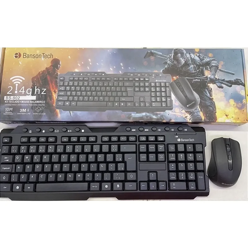 Kit Teclado e Mouse Sem Fio Banson Tech BS-902